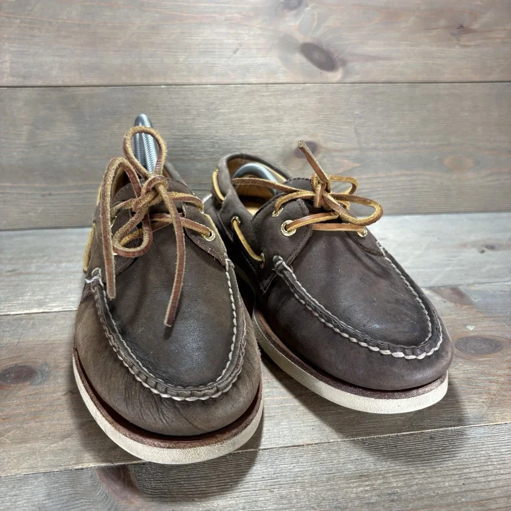 sperry gold cup mens size 8.5 wide shoes brown leather comfort boat sneakers